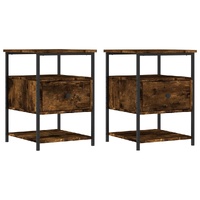 Bedside Cabinets 2 pcs Smoked Oak 40x42x56 cm Engineered Wood