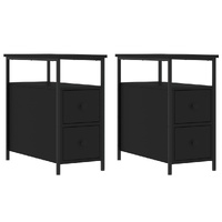 Bedside Cabinets 2 pcs Black 30x60x60 cm Engineered Wood