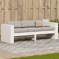 Garden Sofa 3-Seater White 189x60x62 cm Solid Wood Pine