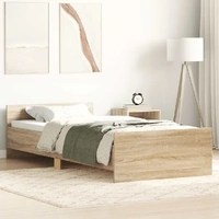 Bed Frame without Mattress Sonoma Oak 90x190 cm Engineered Wood