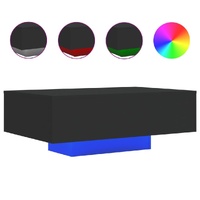 Coffee Table with LED Lights Black 85x55x31 cm