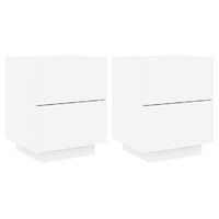 Bedside Cabinets with LED Lights 2 pcs White Engineered Wood