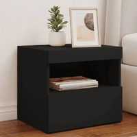 Bedside Cabinet with LED Lights Black 50x40x45 cm