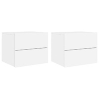 Wall-mounted Bedside Cabinets with LED Lights 2 pcs White