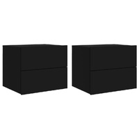 Wall-mounted Bedside Cabinets with LED Lights 2 pcs Black