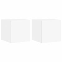 TV Wall Cabinets with LED Lights 2 pcs White 30.5x35x30 cm