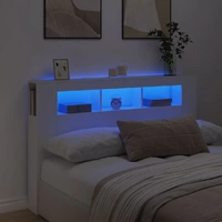 LED Headboard White 160 cm Engineered Wood