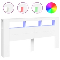 LED Headboard White 200 cm Engineered Wood