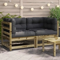 Garden Sofas Corner with Cushions 2 pcs Impregnated Wood Pine