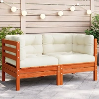 Garden Sofa Corner with Cushions Wax Brown Solid Wood Pine