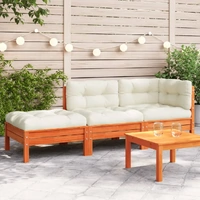 Garden Sofa with Cushions and Footstool 3-Seater