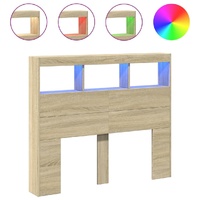 Headboard Cabinet with LED Sonoma Oak 120 cm