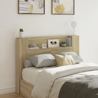 Headboard Cabinet with LED Sonoma Oak 140 cm