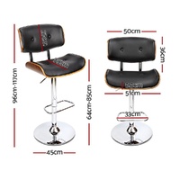 Artiss 4x Bar Stools Gas Lift Leather Black