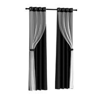 2X 132x242cm Blockout Sheer Curtains Black