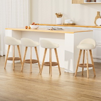 Artiss 4x Bar Stools Padded Leather Wooden Beige