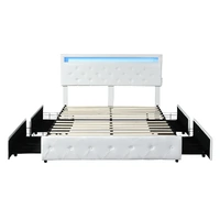  queen bed frame rgb led pu 4 drawer usb