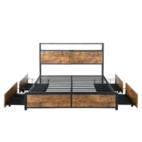  queen bed frame rgb led 4 drawers usb