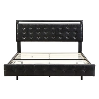 levede  floating bed frame queen with headboard led lights mattress base