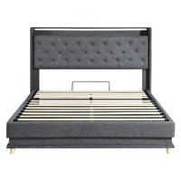 levede double bed frame gas lift led light