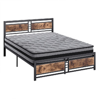 metal bed frame mattress base set wood queen