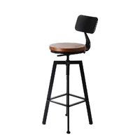  2x Bar Stool Kitchen Wooden Metal