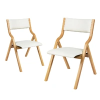  2x dining chairs foldable pu beige