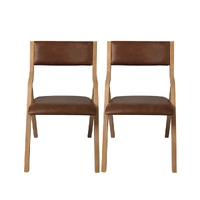  2x dining chairs foldable pu brown