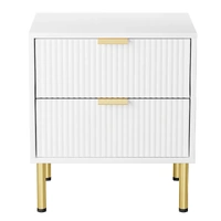 levede bedside table with 2 drawers white metal legs