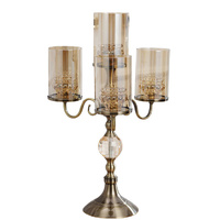 58cm 4-slots glass candlestick candle holder stand pillar glass/iron metal