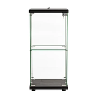Stacked Display Cabinet Collection Storage Tempered Glass 2 Tier With Lock Black