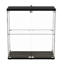 Stacked Glass Display Cabinet Lockable Collections Storage 2 Tier Shelf 2 Door