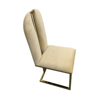 2X Dining Chair Stainless Gold Frame & Seat Beige Fabric