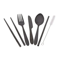  ? Stainless Steel Traveller?s Cutlery Set in Zippered Pouch Black