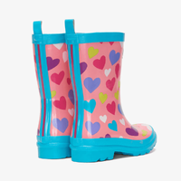  Shiny Kids Rain Boots | Colourful Hearts size 8