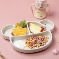  Bear Silicone Suction Food Plate with Silicone Lid Oatmeal