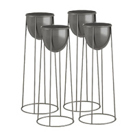 4x 50cm round wire metal flower pot stand with black flowerpot holder rack display