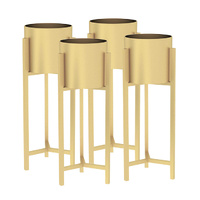 4x 60cm gold metal plant stand with flower pot holder corner shelving rack indoor display
