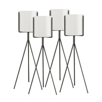 4x 70cm tripod flower pot plant stand with white flowerpot holder rack indoor display
