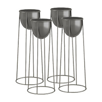 4x 70cm round wire metal flower pot stand with black flowerpot holder rack display