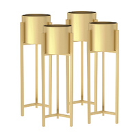 4x 75cm gold metal plant stand with flower pot holder corner shelving rack indoor display