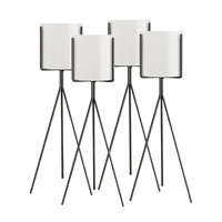 4x 80cm tripod flower pot plant stand with white flowerpot holder rack indoor display