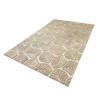 Marlow Floor Rug Soft Embossed Carpet Non Slip Plush Shaggy Rugs Leaf Pattern