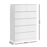 Artiss 6 Chest of Drawers - PEPE White