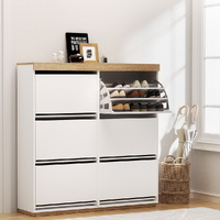 Artiss Shoe Rack Cabinet 3-Tier 45 Pairs White