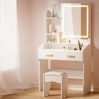 Dressing Table Set Stool Led White Doria