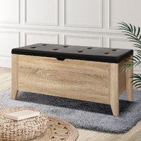 Storage Ottoman Blanket Box Leather Oak