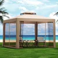 Gazebo Marquee 3m Outdoor Event Tent Camping Party Mesh Wall Canopy Brown