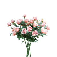 8 bunch artificial silk rose 5 heads flower fake bridal bouquet table decor light pink