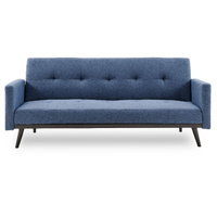 Harwich Tufted Faux Linen 3-Seater Sofa Bed with Armrests